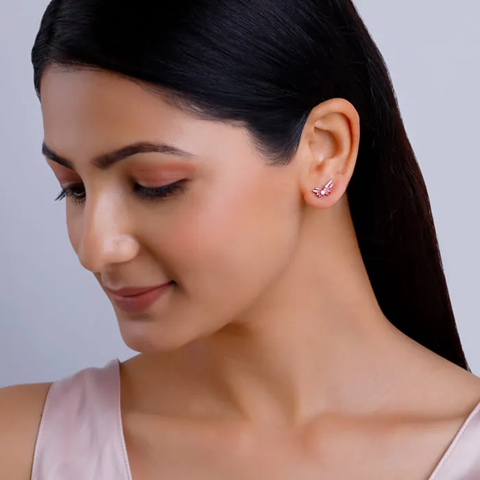 Rose Gold Fly In Pink Earrings Giva