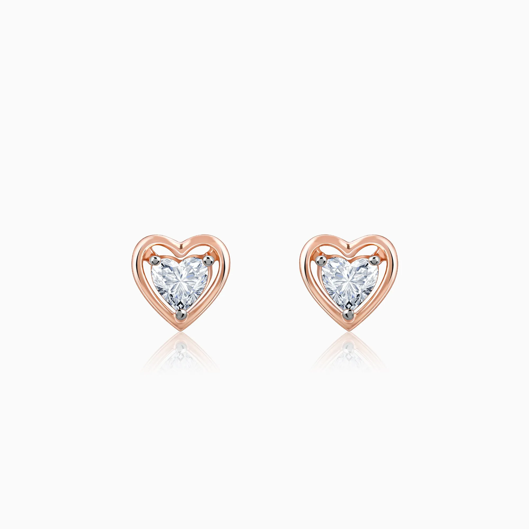 Rose Gold Heart Throb Diamond Earrings Giva