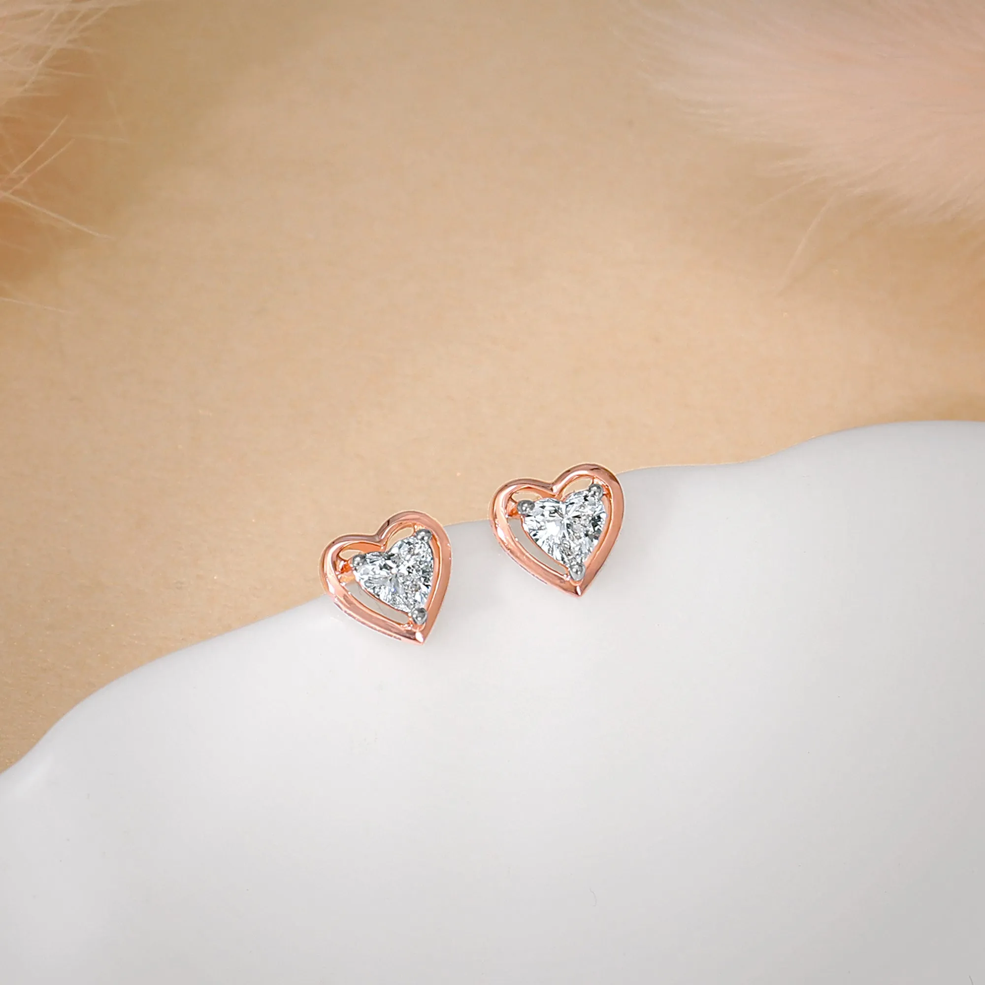 Rose Gold Heart Throb Diamond Earrings Giva