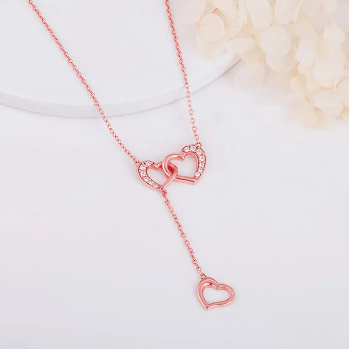 Rose Gold Hearts Dripping with Love Necklace Giva