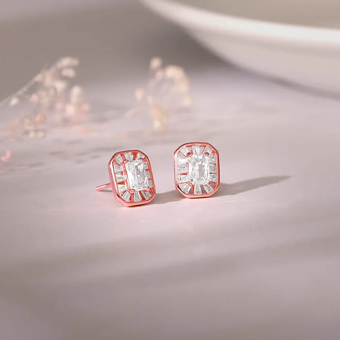 Rose Gold Joyful Square Earrings Giva