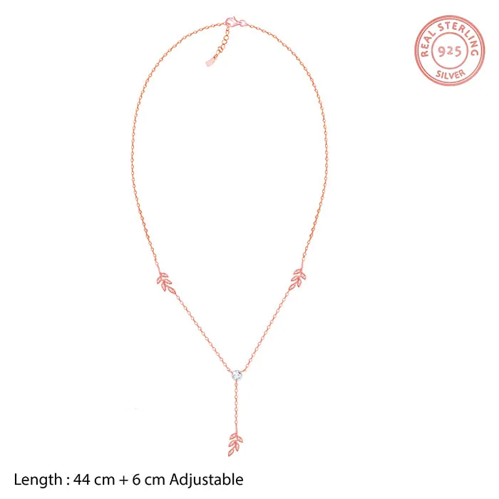 Rose Gold Leaf Lariat Necklace Giva