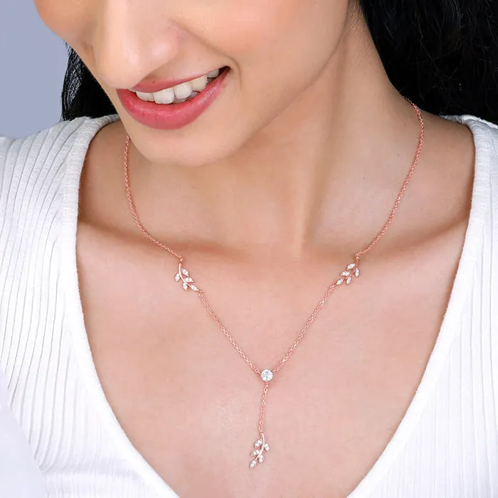 Rose Gold Leaf Lariat Necklace Giva