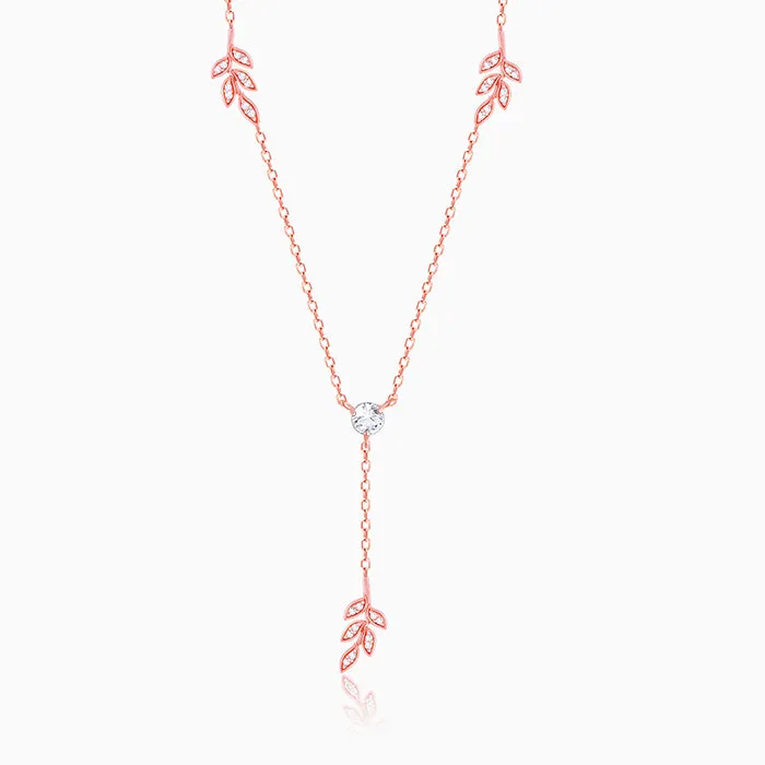 Rose Gold Leaf Lariat Necklace Giva