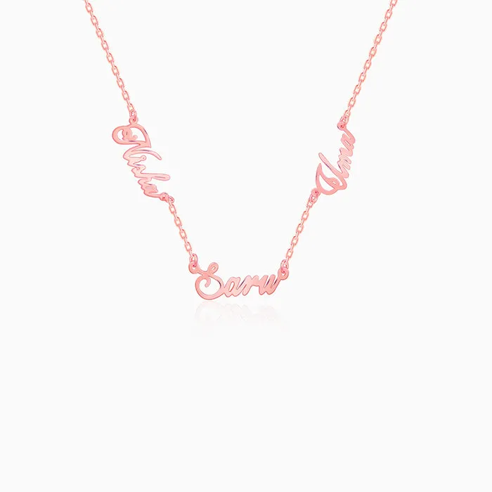 Rose Gold Personalised Bestie Trio Name Necklace Giva