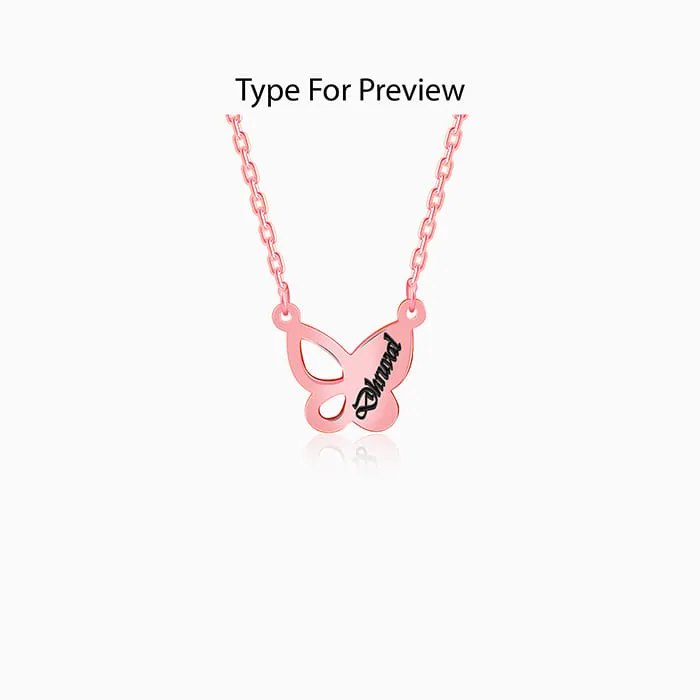 Rose Gold Personalised Butterfly Necklace Giva