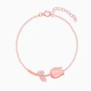 Rose Gold Pink Quartz Flower Bracelet Giva