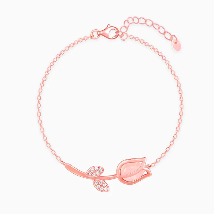 Rose Gold Pink Quartz Flower Bracelet Giva