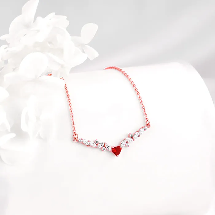 Rose Gold Red Heart Necklace Giva