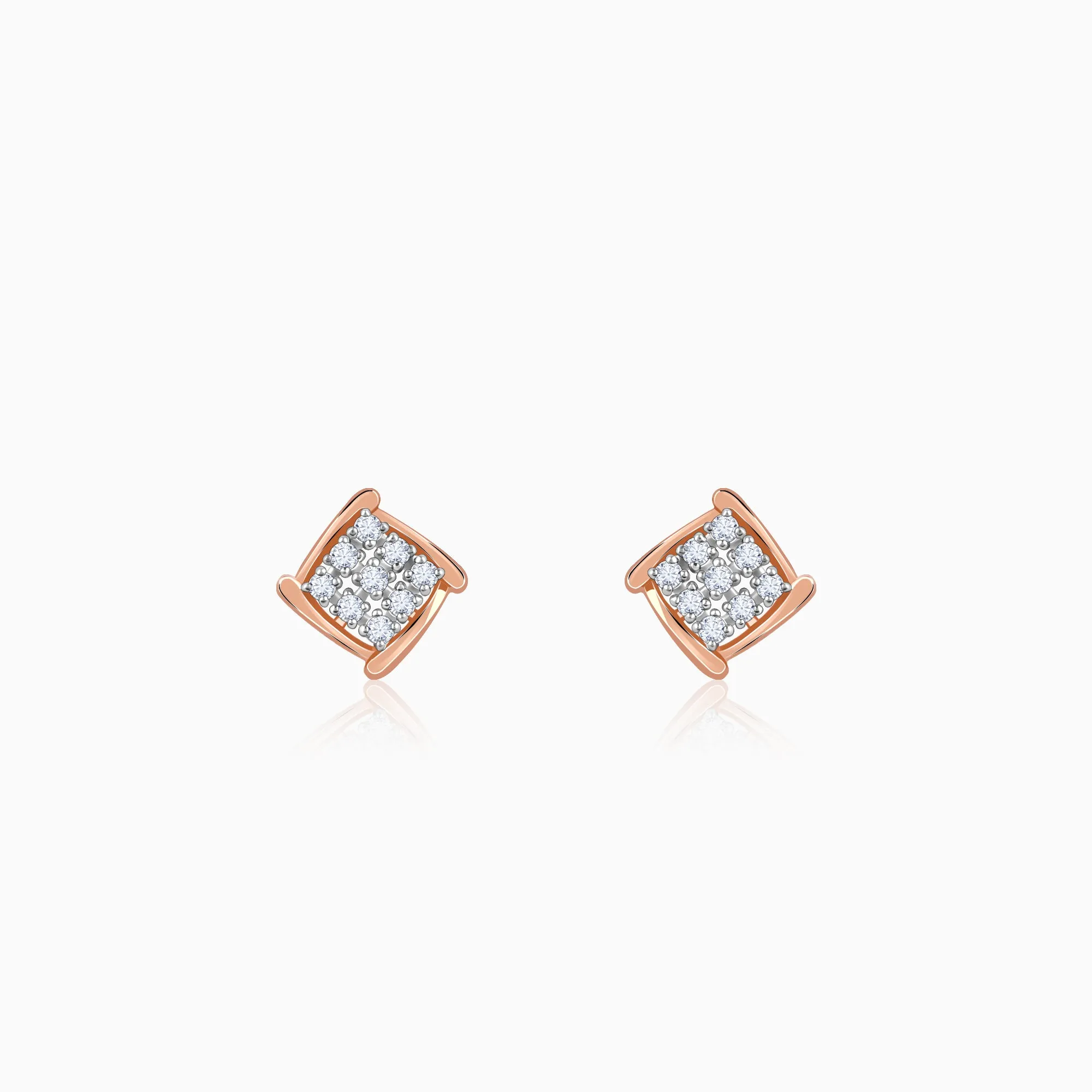 Rose Gold Sparkling Square Diamond Earrings Giva
