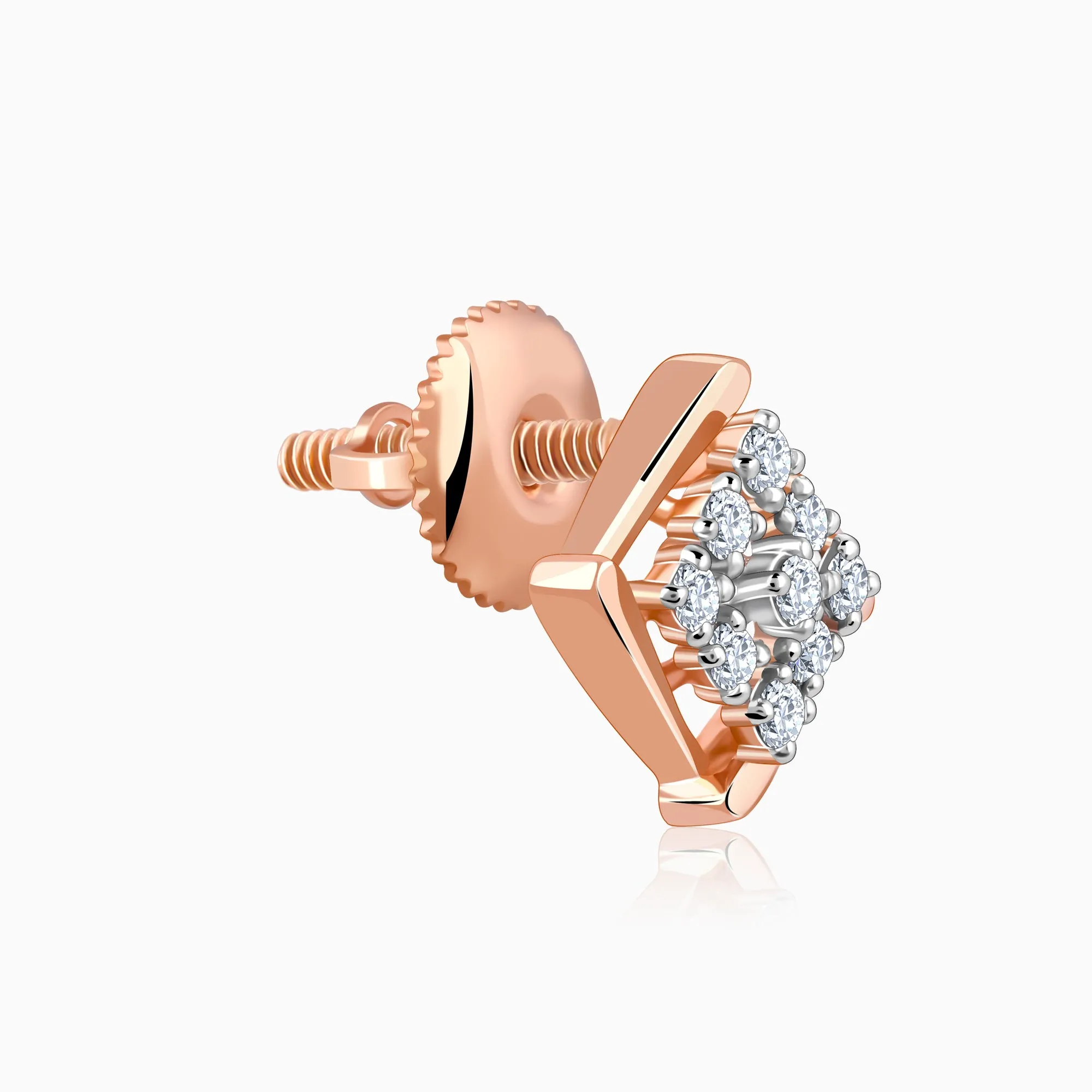 Rose Gold Sparkling Square Diamond Earrings Giva