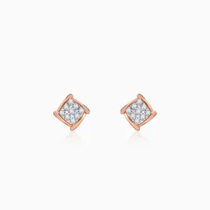 Rose Gold Sparkling Square Diamond Earrings Giva