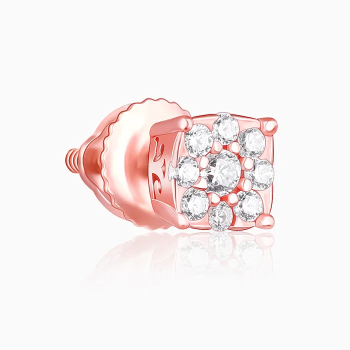 Rose Gold Square Zircon Earrings Giva