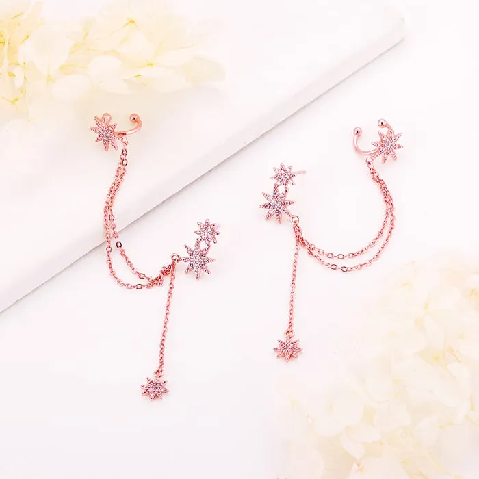 Rose Gold Starry Ear Cuff Earrings Giva