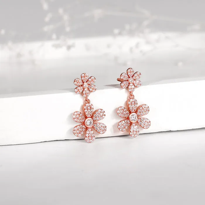 Rose Gold Stunning Flower Earrings Giva