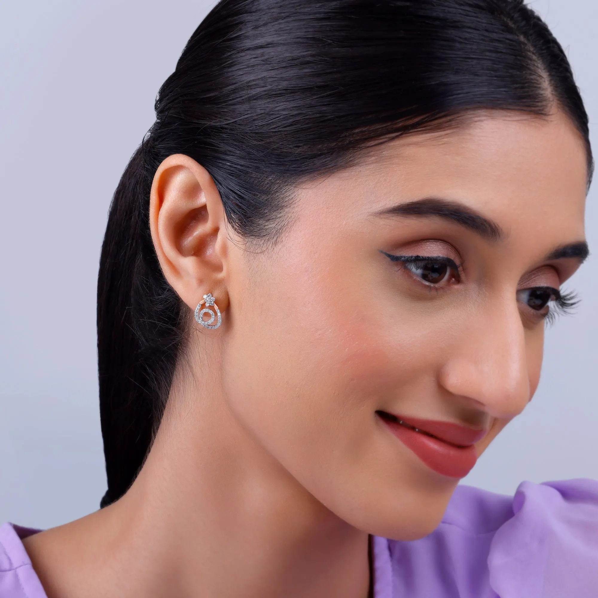 Rose Gold Twist of Grace Diamond Earrings Giva