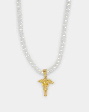Saint Morta Cupids Pearl Necklace Gold