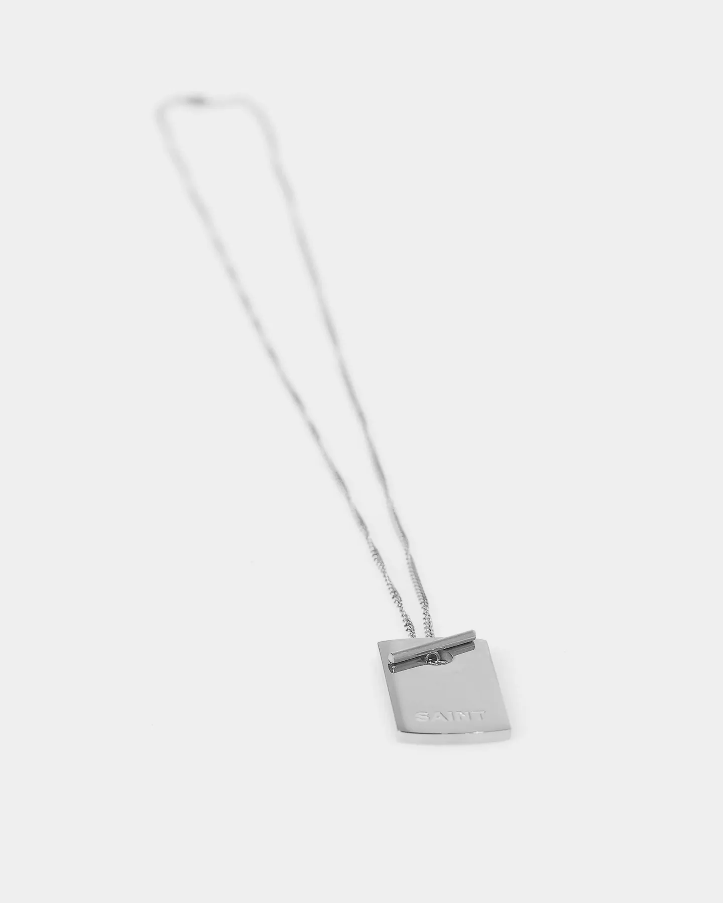 Saint Morta Dog Tag Necklace White Gold