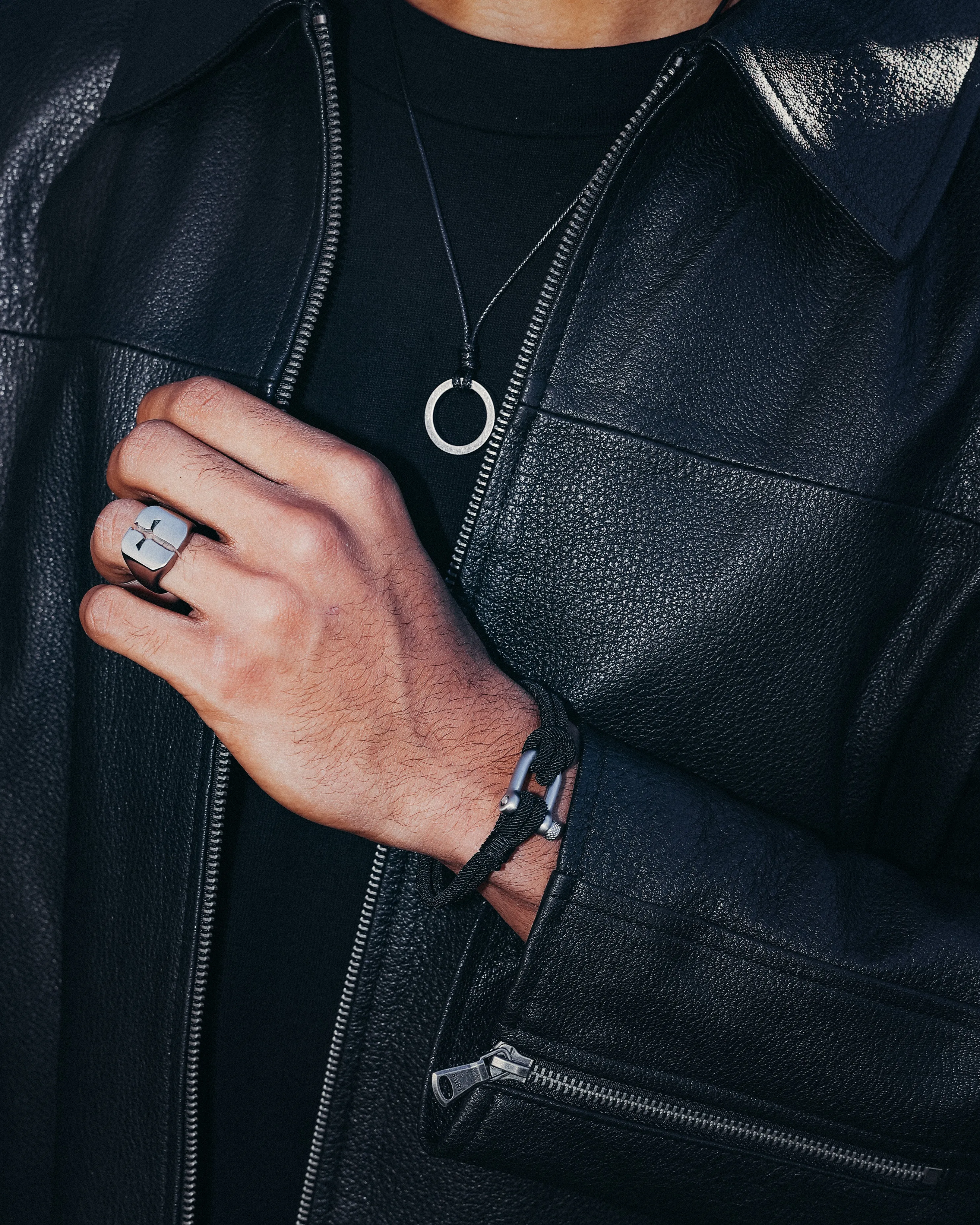 Saint Morta Leather Annex Necklace Black