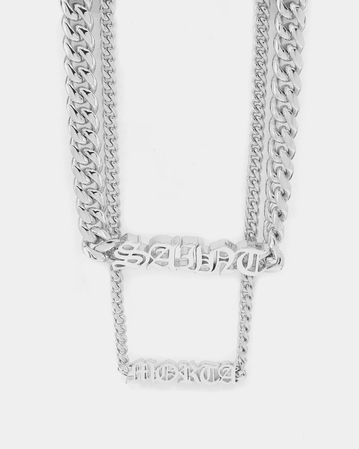 Saint Morta Our Faith Double Chain Necklace White Gold