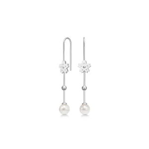 Sakura Silver Earrings w. Pearl