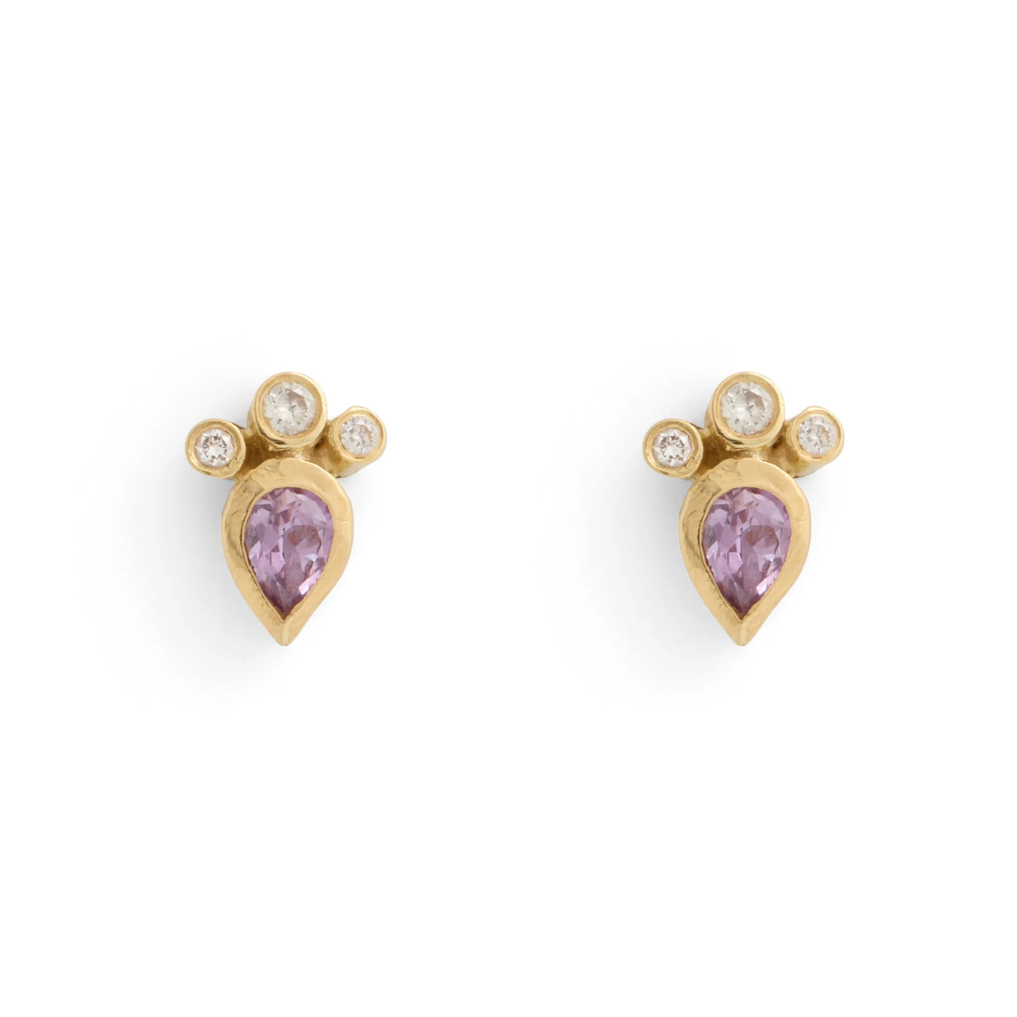 Sapphire and Diamond Pear Cluster Stud Earrings Pieces of Eight