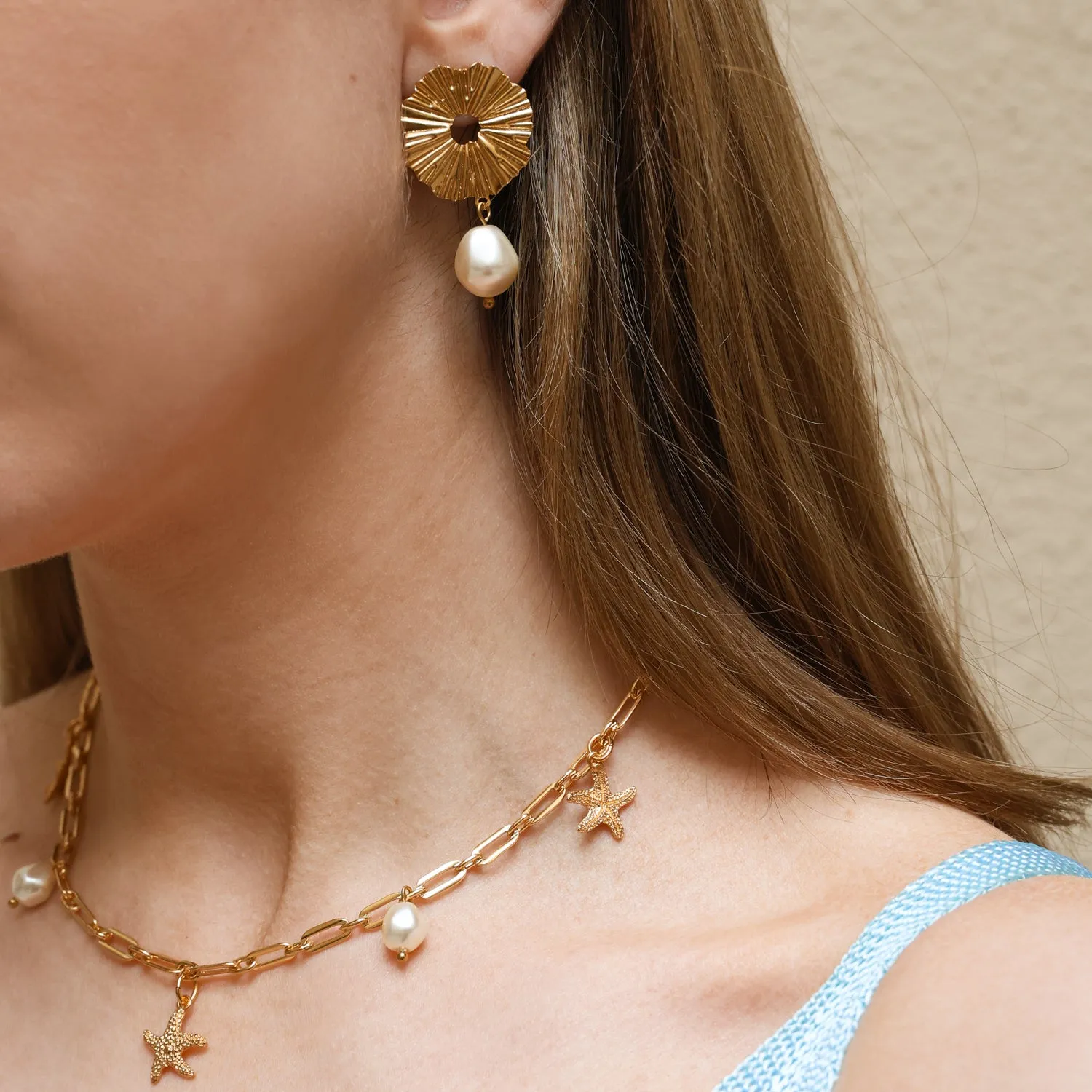 Sea Star Chain Necklace / Pearl Caroline Svedbom