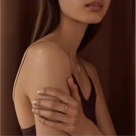 Serpentine 14K Gold Ring w. Amethyst