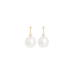 Shooting Stars 18K Gold Earring-pendants w. Pearls & Diamonds