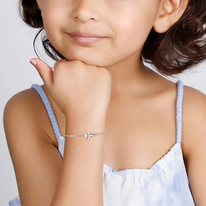 Silver Aeroplane Kids Bracelet (0-18 months) Giva