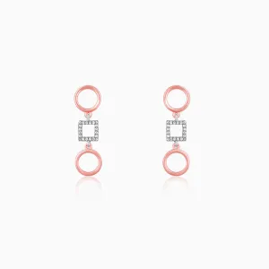 Silver and Rose Gold Gleaming Geometric Earrings Giva