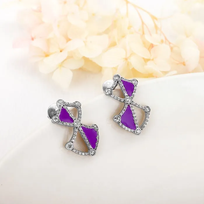 Silver Art Deco Stud Earrings Giva