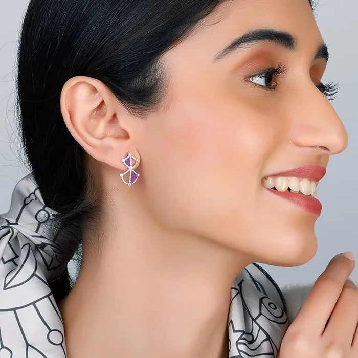 Silver Art Deco Stud Earrings Giva