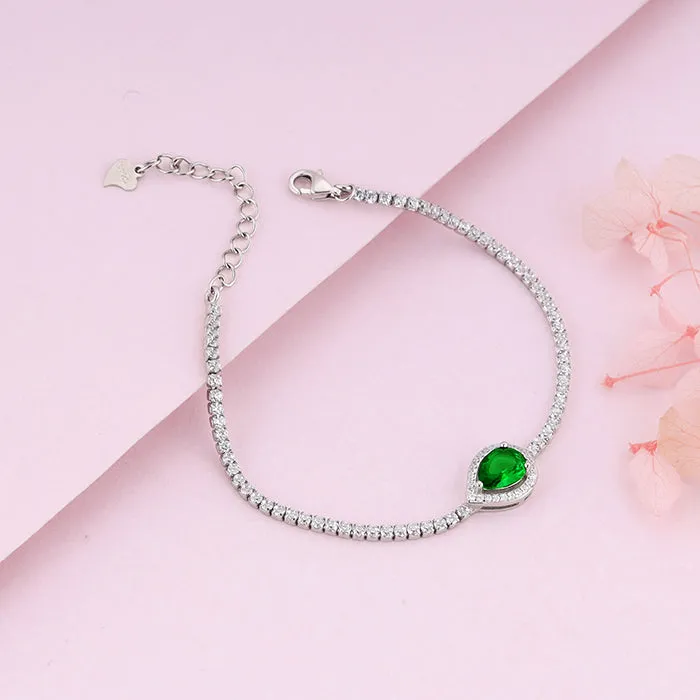 Silver Bliss of Green Tennis Bracelet Giva