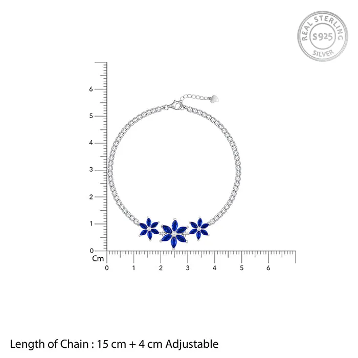 Silver Blue Floral Tennis Bracelet Giva