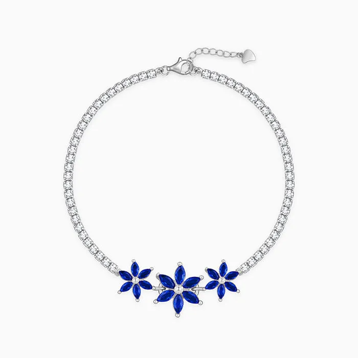 Silver Blue Floral Tennis Bracelet Giva
