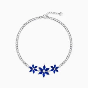 Silver Blue Floral Tennis Bracelet Giva