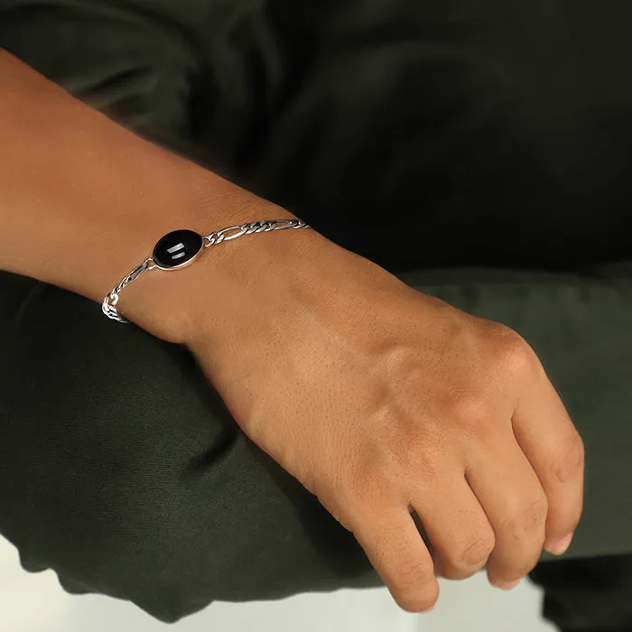 Silver Brilliant In Black Bracelet For Him Giva