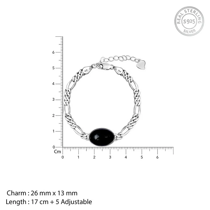 Silver Brilliant In Black Bracelet For Him Giva