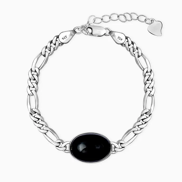 Silver Brilliant In Black Bracelet For Him Giva