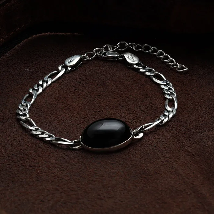 Silver Brilliant In Black Bracelet For Him Giva