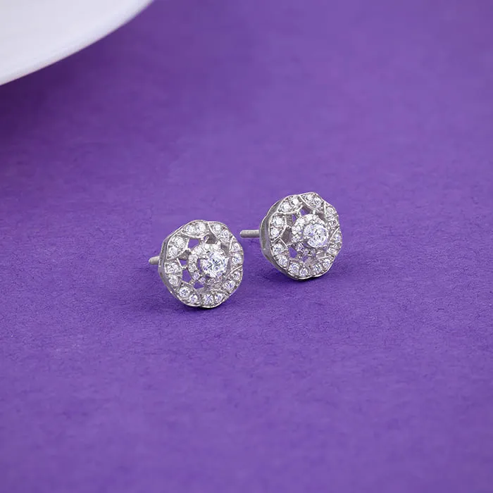 Silver Dahlia Bloom Earrings Giva