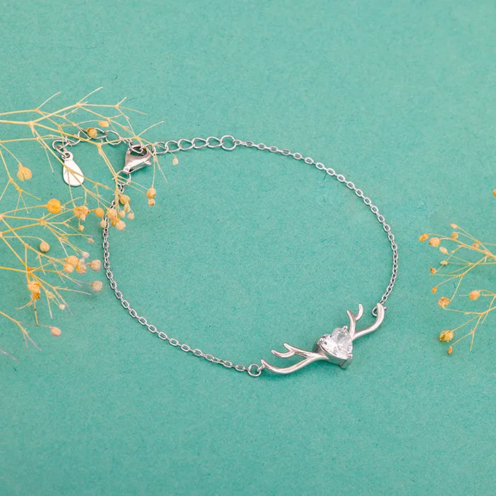 Silver Deer Heart Bracelet Giva