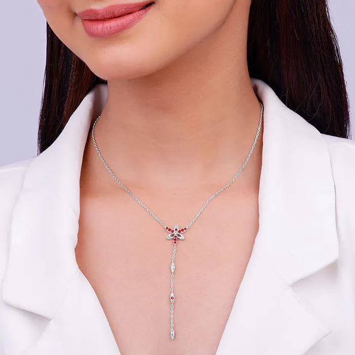 Silver Heart in Heart Lariat Necklace Giva