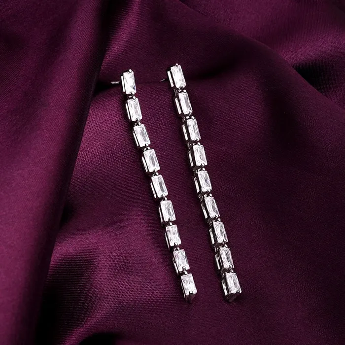 Silver Line of Zircon Dangler Earrings Giva