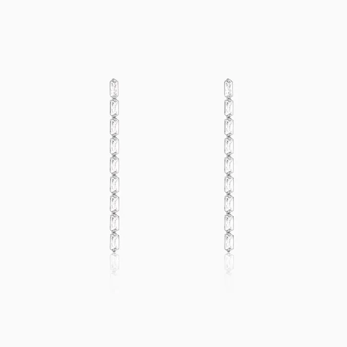 Silver Line of Zircon Dangler Earrings Giva