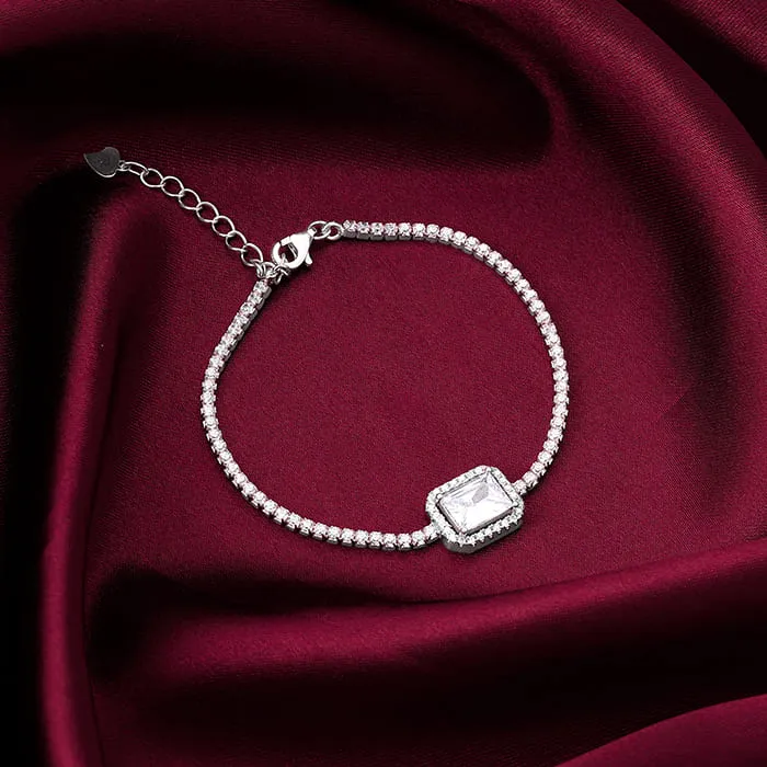 Silver Opulence of White Tennis Bracelet Giva