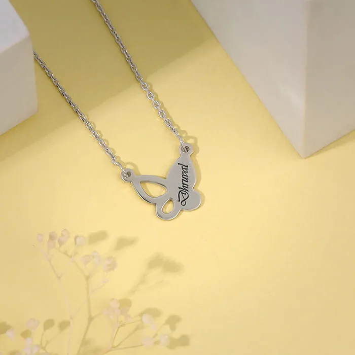 Silver Personalised Butterfly Necklace Giva