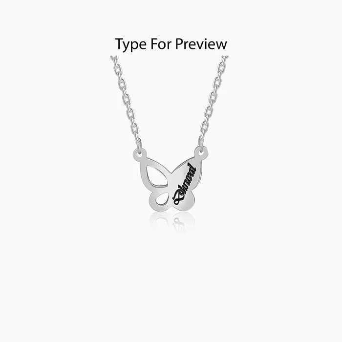 Silver Personalised Butterfly Necklace Giva