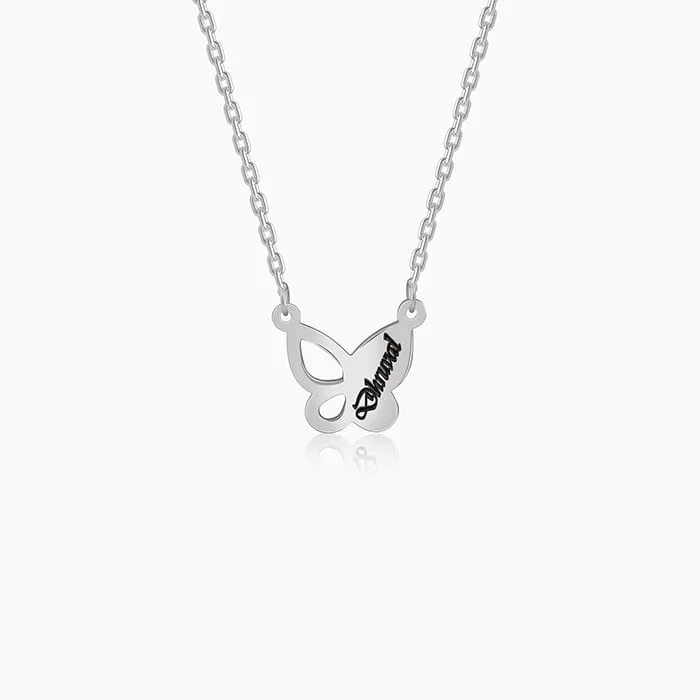 Silver Personalised Butterfly Necklace Giva